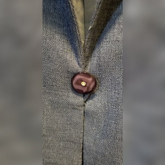 Vintage Blazer Blue Cropped Lightweight Embellished Collar Lined One Button - Picture 4 of 11